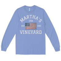 Colony Blue martha's vineyard massachusetts american flag usa vintage pullover hoo Long Sleeve Tee - linhVisuals