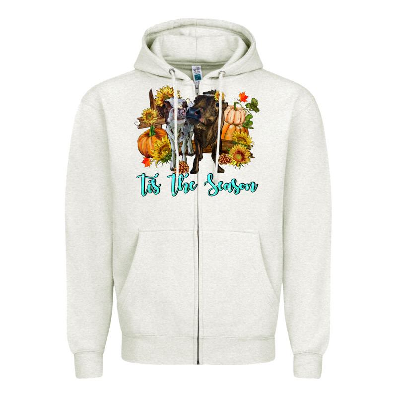 Tis The Season Cows Zipper Hoodie by RanaPortraitStore | Teevron