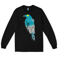 Black raven t  shirt the raven t  shirt Long Sleeve Tee - linhVisuals