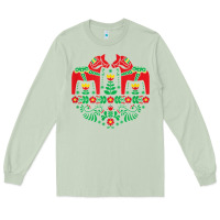 Matcha swedish dala horse folk art t shirt Long Sleeve Tee - linhVisuals