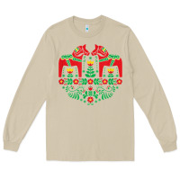 Mushroom swedish dala horse folk art t shirt Long Sleeve Tee - linhVisuals