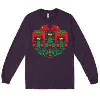 Plum swedish dala horse folk art t shirt Long Sleeve Tee - linhVisuals