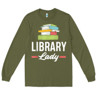 Army Green womens funny library lady librarian library assistant t shirt Long Sleeve Tee - linhVisuals
