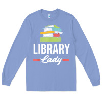 Colony Blue womens funny library lady librarian library assistant t shirt Long Sleeve Tee - linhVisuals