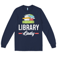 Navy womens funny library lady librarian library assistant t shirt Long Sleeve Tee - linhVisuals