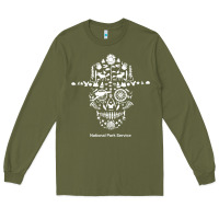 Army Green national park service, skull animals hiking camping eliments t shirt Long Sleeve Tee - linhVisuals