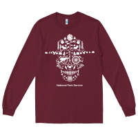 Burgundy national park service, skull animals hiking camping eliments t shirt Long Sleeve Tee - linhVisuals