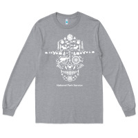 Heather Grey national park service, skull animals hiking camping eliments t shirt Long Sleeve Tee - linhVisuals