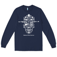 Navy national park service, skull animals hiking camping eliments t shirt Long Sleeve Tee - linhVisuals
