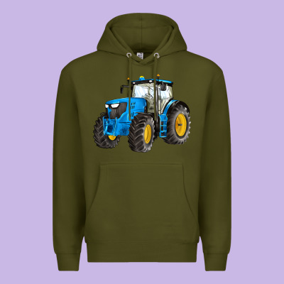 Western Farm Tractor Blue Premium Hoodie Designed By Artiststas