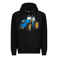 Black western farm tractor blue Premium Hoodie - Artiststas