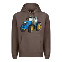 Coffee western farm tractor blue Premium Hoodie - Artiststas