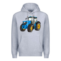 Heather Grey western farm tractor blue Premium Hoodie - Artiststas