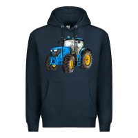 Navy western farm tractor blue Premium Hoodie - Artiststas