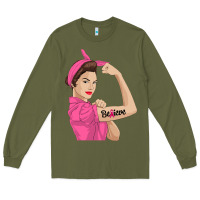 Army Green believe cancer awareness women gift Long Sleeve Tee - linhVisuals