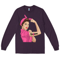 Plum believe cancer awareness women gift Long Sleeve Tee - linhVisuals