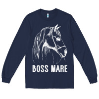 Navy womens boss mare horseback riding equestrians men horse women gift v n Long Sleeve Tee - linhVisuals