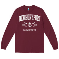 Burgundy newburyport ma vintage crossed oars & boat anchor sports t shirt Long Sleeve Tee - linhVisuals