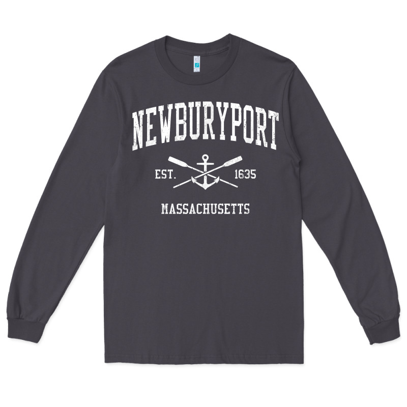 Newburyport Ma Vintage Crossed Oars & Boat Anchor Sports T Shirt Long Sleeve Tee by linhVisuals | Teevron