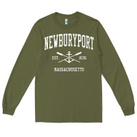 Army Green newburyport ma vintage crossed oars & boat anchor sports t shirt Long Sleeve Tee - linhVisuals