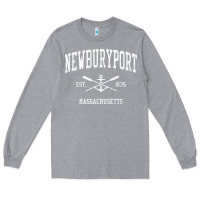 Heather Grey newburyport ma vintage crossed oars & boat anchor sports t shirt Long Sleeve Tee - linhVisuals