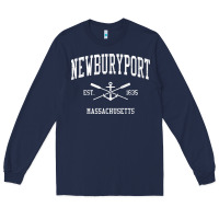 Navy newburyport ma vintage crossed oars & boat anchor sports t shirt Long Sleeve Tee - linhVisuals