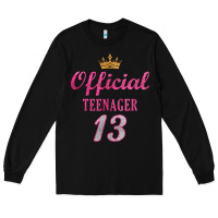 Black official 13 teenager cute 13th birthday ideas for girls t shirt Long Sleeve Tee - linhVisuals