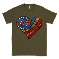 Army Green american western leopard flag heart Classic Tee - Jasminsmagicworld