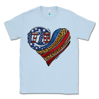 Dusty Blue american western leopard flag heart Classic Tee - Jasminsmagicworld