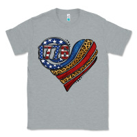 Heather Grey american western leopard flag heart Classic Tee - Jasminsmagicworld