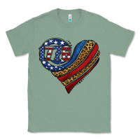 Sage american western leopard flag heart Classic Tee - Jasminsmagicworld