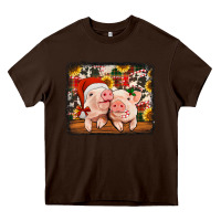 Chocolate Brown christmas pigs Heavy Core Tee - Jasminsmagicworld