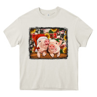 Cream christmas pigs Heavy Core Tee - Jasminsmagicworld