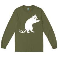 Army Green raccoon Long Sleeve Tee - linhVisuals