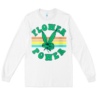 White womens flower power 420 thc pot weed medical marijuana funny weed v ne Long Sleeve Tee - linhVisuals