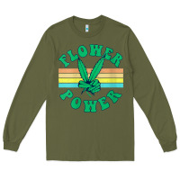 Army Green womens flower power 420 thc pot weed medical marijuana funny weed v ne Long Sleeve Tee - linhVisuals