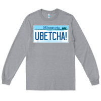 Heather Grey ubetcha (you betcha) minnesota license plate t shirt Long Sleeve Tee - linhVisuals