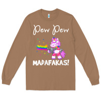 Toasted Coconut womens pew madafakas funny fantasy unicorn with rainbow gun   white v Long Sleeve Tee - linhVisuals