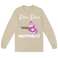 Mushroom womens pew madafakas funny fantasy unicorn with rainbow gun   white v Long Sleeve Tee - linhVisuals