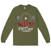 Army Green race car mom pit crew racing family birthday party t shirt Long Sleeve Tee - linhVisuals