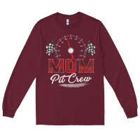 Burgundy race car mom pit crew racing family birthday party t shirt Long Sleeve Tee - linhVisuals