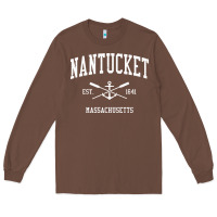 Chestnut nantucket ma vintage crossed oars & boat anchor sports pullover hoodie Long Sleeve Tee - linhVisuals