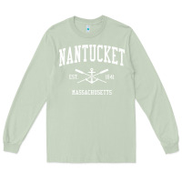 Matcha nantucket ma vintage crossed oars & boat anchor sports pullover hoodie Long Sleeve Tee - linhVisuals