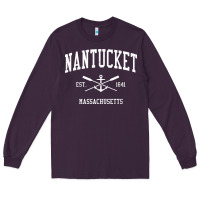 Plum nantucket ma vintage crossed oars & boat anchor sports pullover hoodie Long Sleeve Tee - linhVisuals
