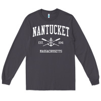 Smoke nantucket ma vintage crossed oars & boat anchor sports pullover hoodie Long Sleeve Tee - linhVisuals