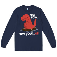 Navy dinosaur dino trex row t rex saurus Long Sleeve Tee - linhVisuals