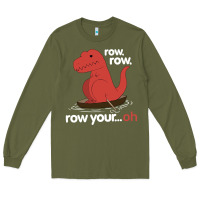 Army Green dinosaur dino trex row t rex saurus Long Sleeve Tee - linhVisuals