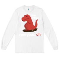 White dinosaur dino trex row t rex saurus Long Sleeve Tee - linhVisuals