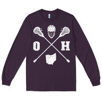 Plum ohio lacrosse sticks & helmet state outline lax player t shirt Long Sleeve Tee - linhVisuals