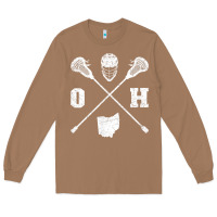 Toasted Coconut ohio lacrosse sticks & helmet state outline lax player t shirt Long Sleeve Tee - linhVisuals